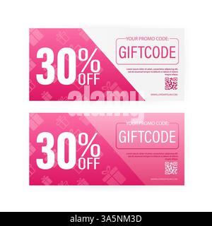 Verschiedene moderne Geburtstagskarte mit rotem Geschenkcode für Bannerdesign. Geschenkcode in modernem Stil. Weihnachtsbanner. Vektordesign. Sonderangebot Stock Vektor
