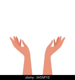 Handgezeichnetes Symbol mit erhobenen Händen beten auf hellem Hintergrund. Isolierte Vektordarstellung Stock Vektor