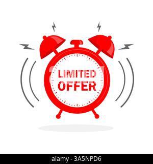Flaches Symbol mit rotem limitiertem Angebot für jeden Zweck. Letzte Chance. Flaches Konzept. Werbebanner-Konzept. Stock Vektor