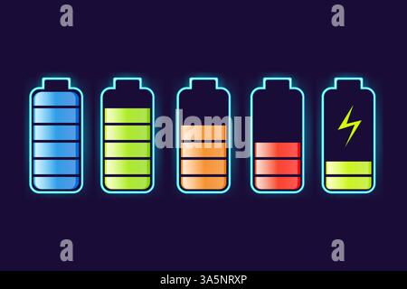 Entladene Akkuladung für mobile Geräte. Vektor-Konzept für mobile Geräte. Vektorabbildung in abgewickelter Form. Stock Vektor