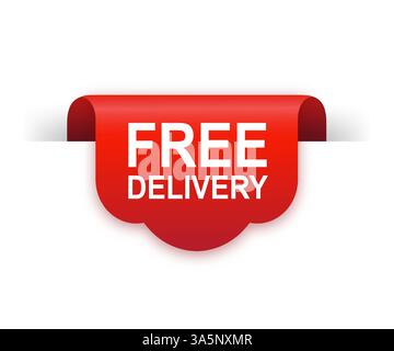 Freies rotes Band isoliert auf weißem Hintergrund. Rotes Etikett, Banner für alle Zwecke. Vektorabbildung. Stock Vektor