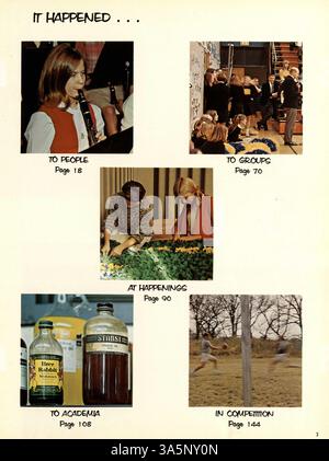 Diese Ausgabe 1968 des Wayzata High School Jahrbuchs, „Wayako“, enthält Aufzeichnungen von Schülern, Lehrern, Leichtathletik und verschiedenen Schulveranstaltungen für das Schuljahr 1967-1968, wobei die Seiten 139 und 140 fehlen. Stockfoto
