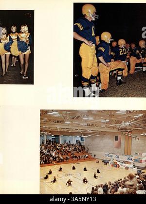 Das Wayzata High School Yearbook für 1968, „Wayako“, dokumentiert das Schuljahr 1967-1968, darunter Schüler, Lehrer, Leichtathletik und Schulvereine. die Seiten 139 und 140 fehlen. Stockfoto
