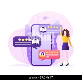 Kundenbewertung, tolles Design für jeden Zweck. Flache Illustration mit Kundenrezension. Vektorabbildung. Stock Vektor