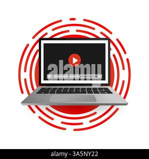 Concept Live-Webcast für Webseite, Banner. Video online ansehen. Vektorabbildung. Stock Vektor