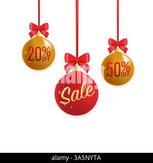 Weihnachtsangebot, tolles Design für jeden Zweck. Werbebanner Verkauf. Etikett aufbewahren. Abzeichen für Sonderangebote. Frohe weihnachtsbanner. Rote Broschüre. Vektor Stock Vektor