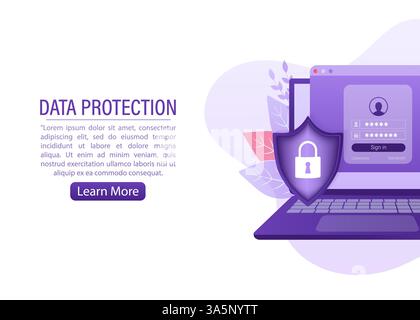 Netzwerksicherheit Virenschutz vpn-Datenschutz. Vektor des Benutzersymbols. Datenschutz. Datensicherheit. Symbol für Konzeptdesign. Isometrischer Vektor. Persönliche Schutzausrüstung Stock Vektor