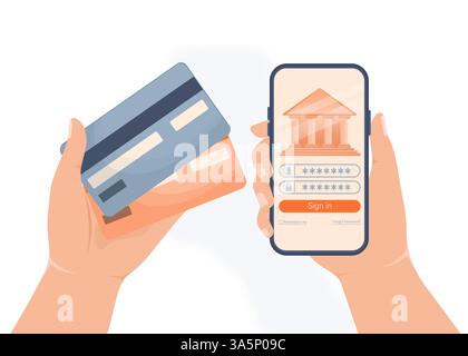 Line Banking-Mitarbeiter für das Design von Kontoseiten. Abbildung des isometrischen Vektors. Online-Bank. Vektorabbildung. Stock Vektor
