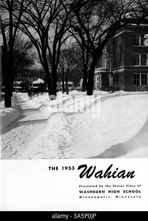 Die Ausgabe 1953 des Jahrbuchs „Wahian“ der Washburn High School zeigt Studenten, Dozenten und die Vielfalt der Schulclubs und Sportveranstaltungen, die während des Schuljahres 1952-1953 stattfanden. Stockfoto
