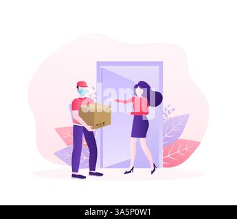 Flaches Banner mit Lieferservice. Lieferservice. Essenslieferservice. Vektorabbildung. Stock Vektor