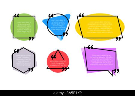 Legen Sie das Angebot für Designelemente fest. Kommas. Vektorabbildung in flacher Form auf weißem Hintergrund. Stock Vektor