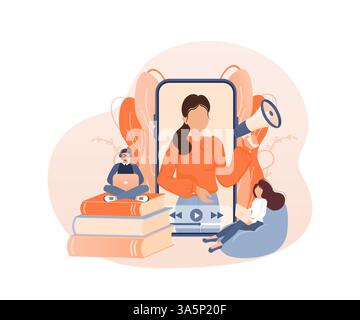 Abstrakte Onlinekurse Menschen für Konzeptdesign. Abstrakte Illustration. Infografik-Geschäftskonzept. Vektorabbildung. Stock Vektor