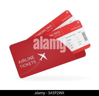 Flugtickets für Papierdesign. Kreatives Design. Reisekonzept. Vektorabbildung. Stock Vektor