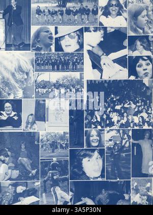 Das Jahrbuch „Edison Wizard“ 1975 der Edison High School dokumentiert die Geschichte der Schüler, Lehrer, Leichtathletik, Vereine und der afroamerikanischen Geschichte des Schuljahres 1974-1975, einschließlich bedeutender Schulveranstaltungen. Stockfoto