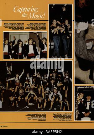 „Profile 1985: Die Magie einfangen!“ Ist das Jahrbuch der Kennedy High School 1985, das die Ereignisse des Schuljahres dokumentiert, von Schülern und Dozenten bis hin zu sportlichen Wettbewerben und Schulvereinen und die Höhepunkte des akademischen Jahres 1984-1985 widerspiegelt. Stockfoto