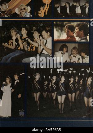 Das Kennedy High Yearbook 1985 zeigt die wichtigsten Momente des Schuljahres 1984-1985 auf, darunter Schülerprofile, Leistungen von Lehrern, Schulclubs und Sportteams. Stockfoto