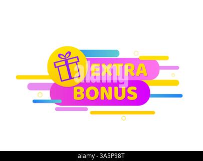 Zusätzlicher Bonus. Abzeichen, Stempelsymbol. Illustration des flachen Vektors auf weißem Hintergrund. Stock Vektor