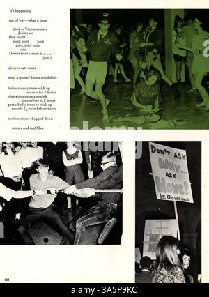 Das Jahrbuch „Echowan“ von der St. Louis Park High School 1968 dient als historische Aufzeichnung der Schüler, Lehrer, Leichtathletik, Vereine und Veranstaltungen aus dem akademischen Jahr 1967-1968. Stockfoto