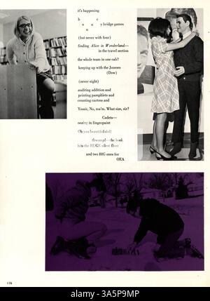 Das Jahrbuch „Echowan“ 1968 beschreibt das Leben der Schüler an der St. Louis Park High School, darunter Lehrkörper, Sport, Vereine und wichtige Veranstaltungen aus dem Schuljahr 1967-1968. Stockfoto