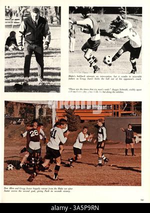 Das Jahrbuch „Echowan“ aus dem Jahr 1968 bietet einen umfassenden Überblick über das Leben der Schüler an der St. Louis Park High School und dokumentiert wichtige Ereignisse, Leichtathletik und Vereinsaktivitäten aus dem Schuljahr 1967-1968. Stockfoto