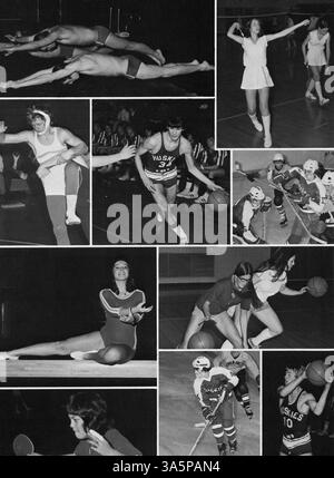 Das Villager Jahrbuch 1975 der St. Anthony Village High School zeigt die Höhepunkte des Schuljahres 1974-1975, darunter Leichtathletik, Clubs, Studenten und Dozenten. Stockfoto