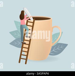 Kaffeepause. Charakter für Konzeptdesign. Comic People Vektor Illustration. Geschäftskonzept. Abbildung des Vektormaterials. Stock Vektor