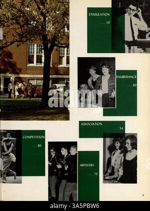 Das Jahrbuch „Antler“ von 1965 der Minnehaha Academy beleuchtet die akademischen und außerschulischen Leistungen der Schüler sowie Veranstaltungen, Leichtathletik und Vereine im Schuljahr 1964-1965. Stockfoto