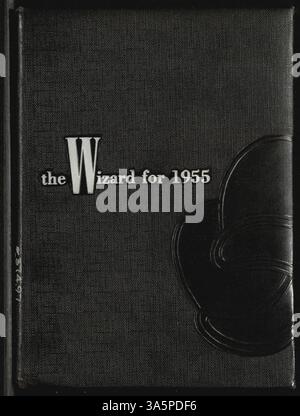 Das Edison High School Jahrbuch 1955 mit dem Titel „The Wizard for 1955“ dokumentiert das Leben der Schüler, die Lehrkräfte, die Leichtathletik und andere Schulaktivitäten aus diesem Jahr. Stockfoto