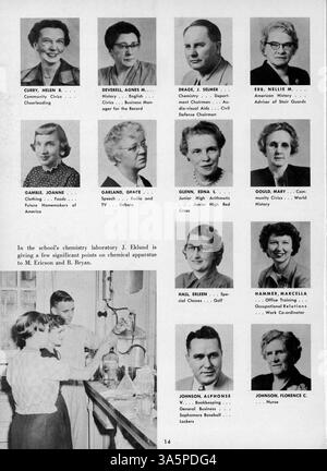 Das Jahrbuch „The Wizard for 1955“ von der Edison High School bietet eine Aufzeichnung von Studenten, Leichtathletik, Vereinen und Dozenten während des akademischen Jahres 1954-1955. Stockfoto