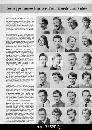 Das Jahrbuch „The Wizard for 1955“ von der Edison High School zeichnet die Schülerschaft, die Lehrkörper, die Leichtathletik und die außerschulischen Aktivitäten des Schuljahres 1954-1955 auf. Stockfoto