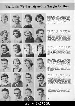 Das Jahrbuch 1955 der Edison High School, „The Wizard for 1955“, dokumentiert die akademischen und außerschulischen Aktivitäten von Schülern, Lehrkräften und Sportteams während des Schuljahres 1954-1955. Stockfoto