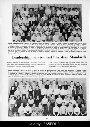 Das Jahrbuch „The Wizard for 1955“ von der Edison High School zeigt das Schuljahr 1954-1955 mit Sportarten, Lehrveranstaltungen, Schulveranstaltungen und Schülerleistungen. Stockfoto
