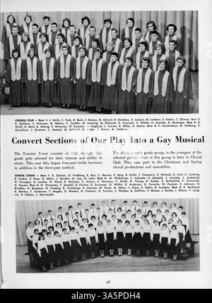In diesem Jahrbuch „The Wizard for 1955“ von der Edison High School werden wichtige Ereignisse des Schuljahres 1954-1955 vorgestellt, darunter Leichtathletik, Lehrkräfte und Studentenclubs. Stockfoto