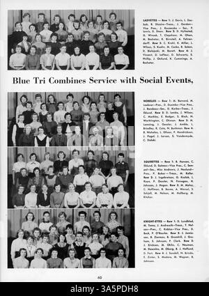 Dieses Jahrbuch der Edison High School, „The Wizard for 1955“, dokumentiert das akademische Jahr 1954-1955, einschließlich Leichtathletik, Schulclubs, Lehrkräfte und Schülerleistungen. Stockfoto