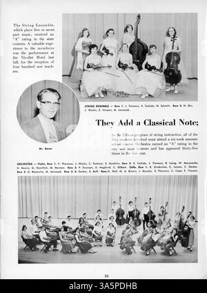 Dieses Jahrbuch „The Wizard for 1955“ von der Edison High School für 1955 erfasst das Wesen des Schülerlebens, einschließlich sportlicher Veranstaltungen, akademischem Erfolg und außerschulischen Aktivitäten. Stockfoto