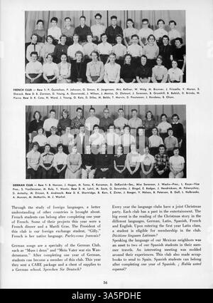 Das Jahrbuch „The Wizard for 1955“ von der Edison High School dokumentiert die bedeutenden Ereignisse und Errungenschaften des akademischen Jahres 1954-1955, einschließlich Leichtathletik und Schüleraktivitäten. Stockfoto