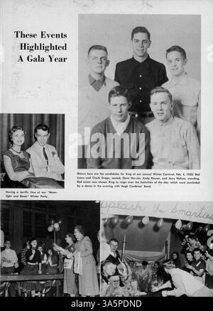 Die Ausgabe 1955 des Jahrbuchs „The Wizard for 1955“ dokumentiert das Studentenleben der Edison High School, die Lehrkräfte, die Leichtathletik, die Vereine und die wichtigsten Ereignisse aus dem akademischen Jahr 1954-1955. Stockfoto