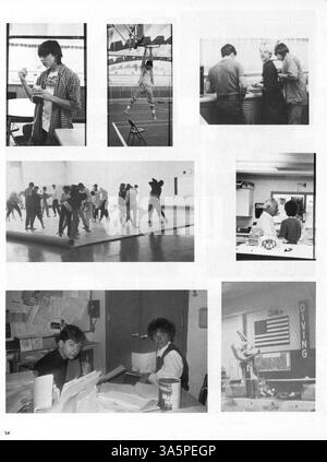 Dieses Jahrbuch der Hopkins North Junior High 1987 dokumentiert die Aktivitäten der Schüler, die Beteiligung der Fakultät, Sport, Vereine und Veranstaltungen aus dem Schuljahr 1986-1987. Stockfoto