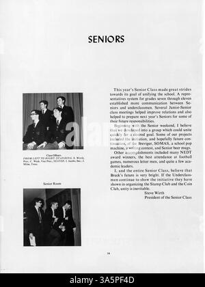 Das Mustang Yearbook 1968 der Breck School dokumentiert das akademische, sportliche und außerschulische Leben der Schüler während des Schuljahres 1967-1968. Stockfoto