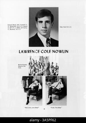 Diese Ausgabe des Mustang Jahrbuchs 1968 dokumentiert die Schülerschaft der Breck School, die Leichtathletik, die Vereine, die Fakultät und wichtige Ereignisse während des akademischen Jahres 1967-1968. Stockfoto