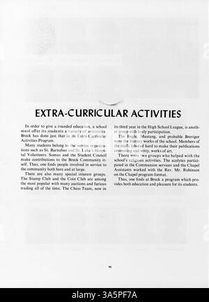 Dieses Mustang Jahrbuch 1968 dokumentiert das Leben der Schüler, die Lehrkräfte, die Leichtathletik, die Vereine und die Veranstaltungen während des akademischen Jahres 1967-1968 an der Breck School. Stockfoto