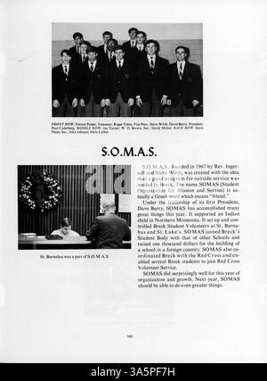 Die Ausgabe 1968 des Mustang Yearbook der Breck School dokumentiert die Schüler, Lehrkräfte, Leichtathletik, Vereine und bedeutende Ereignisse während des akademischen Jahres 1967-1968. Stockfoto