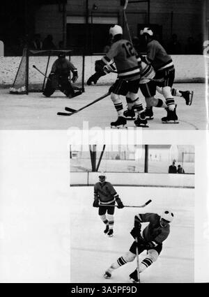 Diese Ausgabe 1968 des Mustang Jahrbuchs bietet einen detaillierten Einblick in die akademischen, sportlichen und außerschulischen Aktivitäten an der Breck School während des Schuljahres 1967-1968. Stockfoto