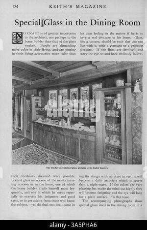 Keith’s Magazine, 1916, herausgegeben vom Architekten Max L. Keith, präsentiert Ideen für das Hausdesign mit Fotografien, Illustrationen und detaillierten Grundrissen. Umfasst Gebäudekosten, Artikel für Innenarchitektur und Landschaftsgestaltung sowie Anzeigen für Wohnmöbel und Baumaterialien. Einige Bände decken auch Pläne für Kirchen und Schulen ab. Stockfoto