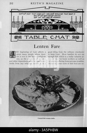 Keith’s Magazine, eine monatliche Publikation des Architekten Max L. Keith 1916, präsentiert detaillierte Hausentwürfe wie Grundrisse, Illustrationen und Kostenschätzungen. Das Magazin enthält auch Artikel über Innenarchitektur, Landschaftsgestaltung und Wohnungsbau. Einige Ausgaben enthalten Pläne für Schulen und Kirchen, wobei in bestimmten Bänden Seiten fehlen. Stockfoto