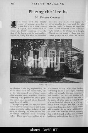 Keith’s Magazine, das 1916 von Max L. Keith veröffentlicht wurde, enthält monatliche Ausgaben mit Hausplänen, Grundrissen und geschätzten Baukosten. Es enthält Inhalte zur Inneneinrichtung, zum Landschaftsdesign und bietet Anzeigen für Möbel und Baumaterialien. Bei einigen Volumes fehlen Seiten. Stockfoto