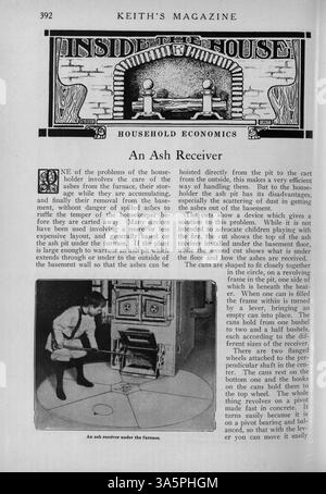 Keith's Magazine, das monatlich im Jahr 1916 veröffentlicht wird, enthält detaillierte Hausentwürfe, Grundrisse und Kostenaufteilungen. Es bietet Artikel über Innenarchitektur, Baumaterialien und Landschaftsgestaltung. Einige Ausgaben decken auch Pläne für Schulen und Kirchen ab. Fehlende Seiten in einigen Volumes. Stockfoto