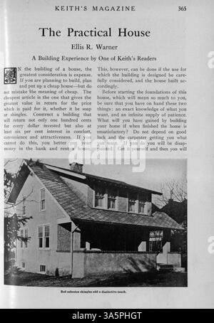 Keith’s Magazine, 1916, ist eine Publikation von Max L. Keith, die Hausentwürfe, Kostenschätzungen und detaillierte Grundrisse enthält. Themen wie Inneneinrichtung, Landschaftsgestaltung und Werbung für Baumaterialien und Wohnmöbel werden vorgestellt. In einigen Bänden fehlen die Seiten 113–114, 229–230 und 301–302. Stockfoto