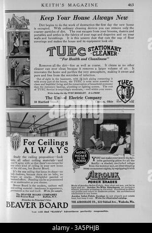 Keith’s Magazine (1916) ist eine monatliche Publikation mit Hausentwürfen, Grundrissen und Baukosten. Darüber hinaus bietet es Artikel über Innenarchitektur, Landschaftsgestaltung und Wohnmöbel sowie Werbung für Baumaterialien. Das Magazin enthält Pläne für Wohn- und Nichtwohngebäude wie Kirchen und Schulen. Stockfoto