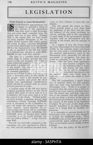 Keith's Magazine, eine monatliche Publikation aus dem Jahr 1916, bietet einen umfassenden Überblick über Haus- und Gebäudeentwürfe mit detaillierten Grundrissen und Baukosten. Das Magazin enthält auch Artikel über Bautechniken, Inneneinrichtung und Landschaftsgestaltung sowie Werbung für verwandte Materialien. Einige Ausgaben enthalten Entwürfe für Schulen und Kirchen. Stockfoto